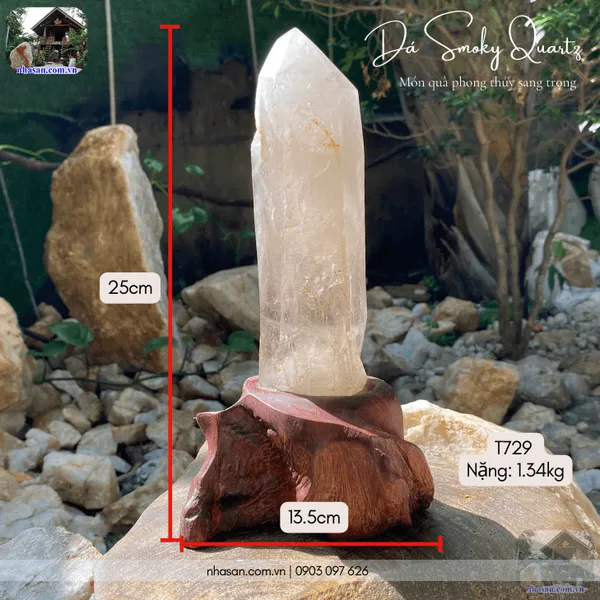 Trụ đá smoky quartz 1.34kg,  cao 25cm x ngang 13.5cm - T729 