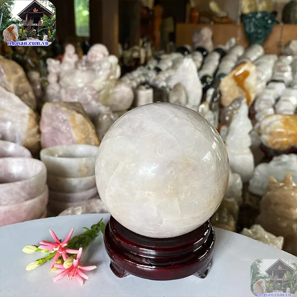 Quả cầu thạch anh hồng 10cm-1.5kg-QC1124