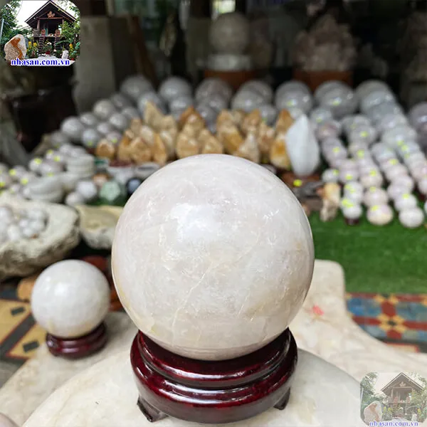 Quả cầu thạch anh hồng 10cm-1.5kg-QC1124