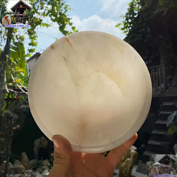 Bát đá thạch anh trắng 1.2kg -15cm B39