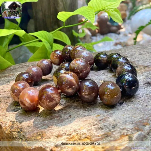 Vòng tay đá gỗ hóa thạch 19ly