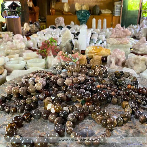 Vòng tay đá gỗ hóa thạch 19ly