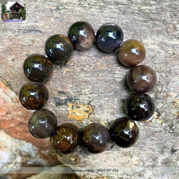 Vòng tay đá gỗ hóa thạch 19ly