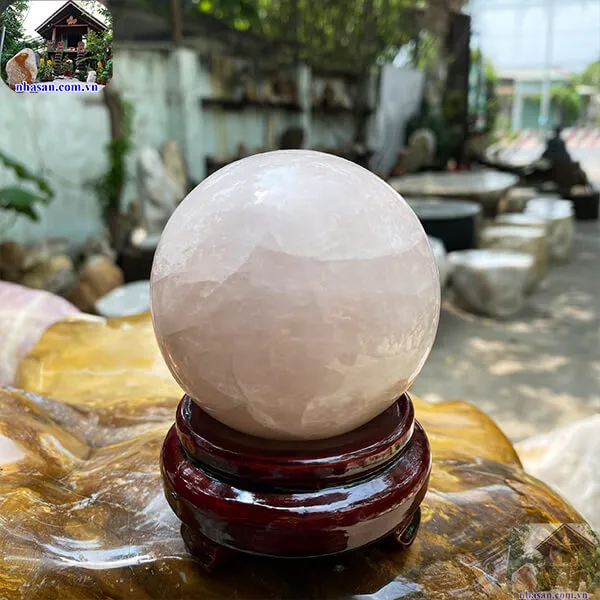 Quả cầu thạch anh hồng 7.5cm-660gr-QC1083