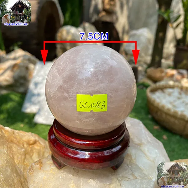 Quả cầu thạch anh hồng 7.5cm-660gr-QC1083