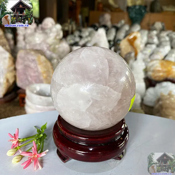 Quả cầu thạch anh hồng 7.5cm-660gr-QC1083