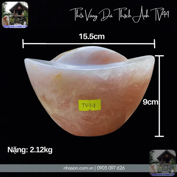 Thỏi Vàng Đá Thạch Anh TV44 nặng 2.12kg, dài 15.5cm x rộng 11cm x cao 9cm