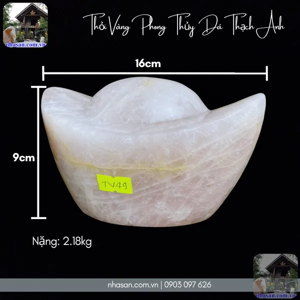 Thỏi vàng phong thủy đá thạch anh nặng 2.18kg, dài 16cm x rộng 10cm x cao 9cm - TV49