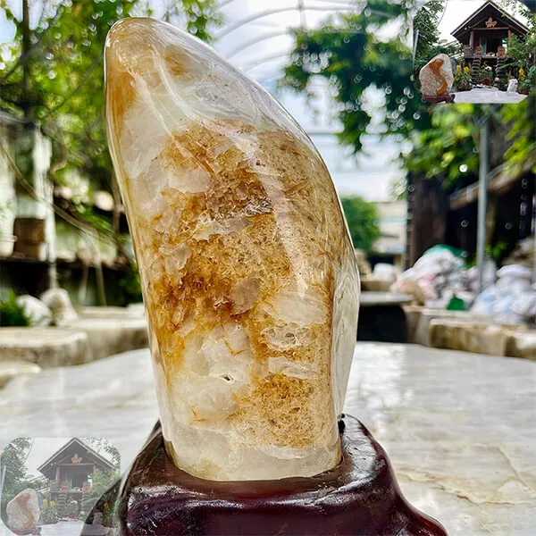 Trụ thạch anh bông vàng 9.4kg, cao 18cm x ngang 18cm -TAV132