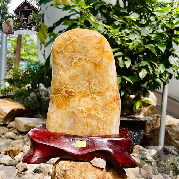Trụ thạch anh bông vàng 9.4kg, cao 18cm x ngang 18cm -TAV132
