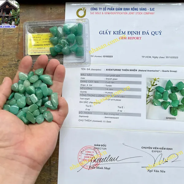 Đá thạch anh xanh vụn đánh bóng