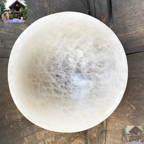 Bát đá thạch anh trắng 1.04kg-14cm B15