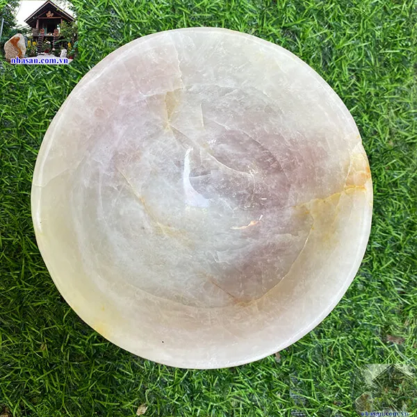 Bát đá thạch anh hồng 1.02kg-14.5cm B47
