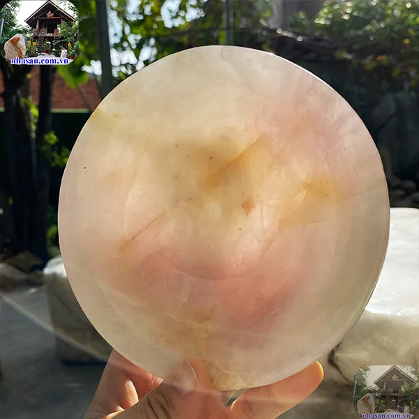 Bát đá thạch anh hồng 1.02kg-14.5cm B47