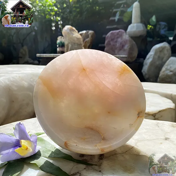 Bát đá thạch anh hồng 1.26kg-14.5cm B33