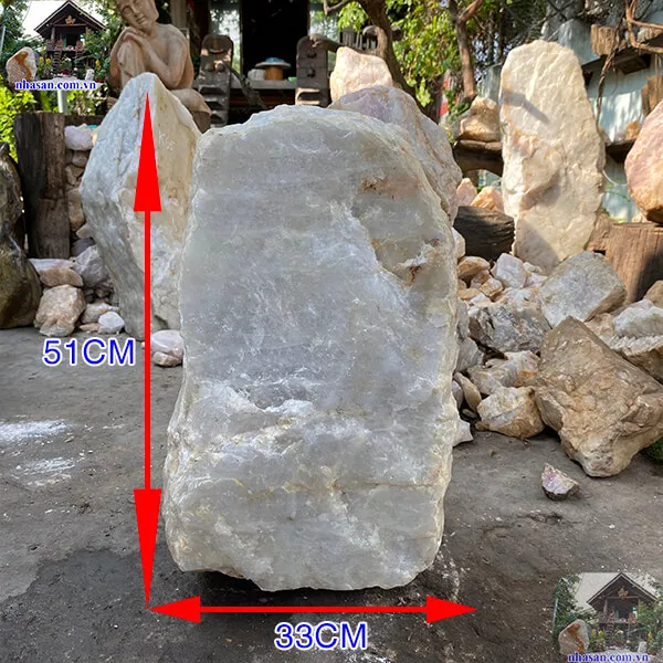 Đá thạch anh trắng thô khối 85kg-K163