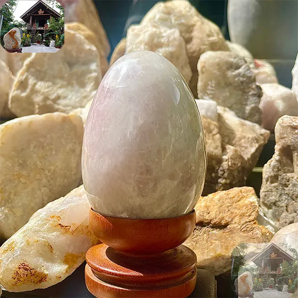 Trứng đá thạch anh hồng 2.2kg - biểu tượng của sự viên mãn, tròn đầy