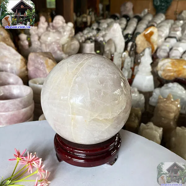 Quả cầu thạch anh hồng 12cm-2.55kg-QC1148