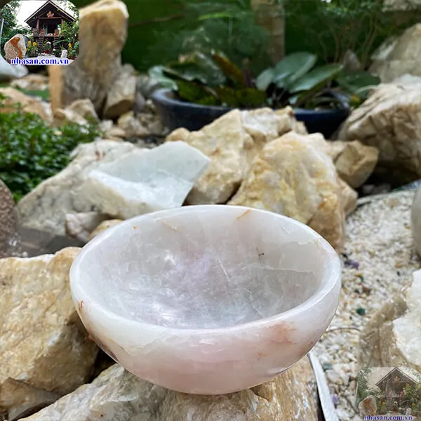 Bát đá thạch anh hồng 1.1kg-14.5cm B48