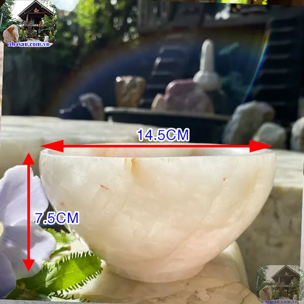 Bát đá thạch anh hồng 1.1kg-14.5cm B48