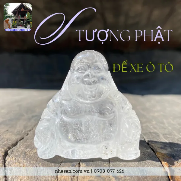 Tượng Phật để xe ô tô thạch anh nặng 30gr, cao 4.7cm x ngang 3.7cm x dày 1.8cm - TP16