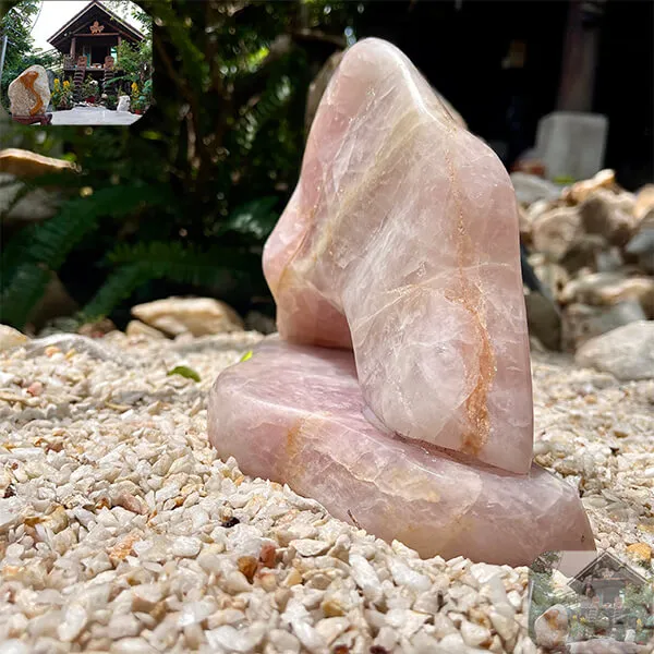 Trụ đá thạch anh hồng 3.4kg, cao 18cm x ngang 27cm -T552
