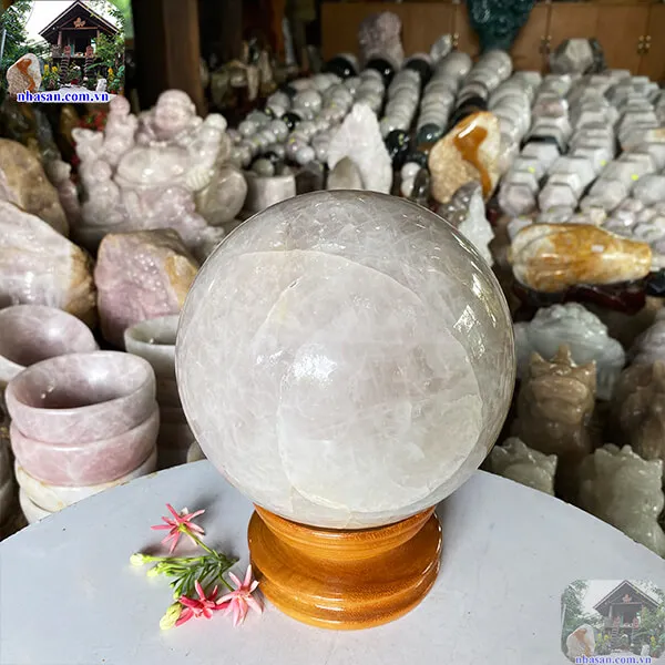 Quả cầu thạch anh hồng 17cm-6.5kg-QC1136