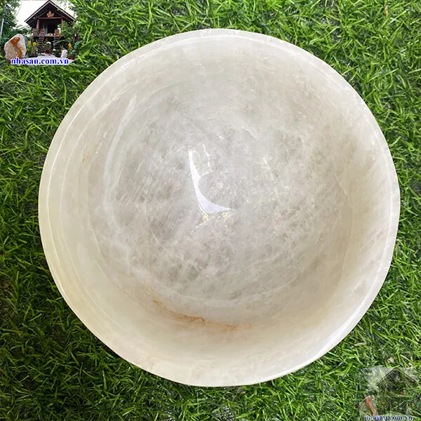 Bát đá thạch anh trắng 0.98kg-14.5cm B27