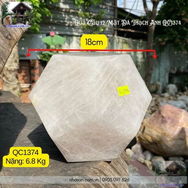 Quả cầu 12 mặt đá thạch anh QC1374-6.8kg-18cm