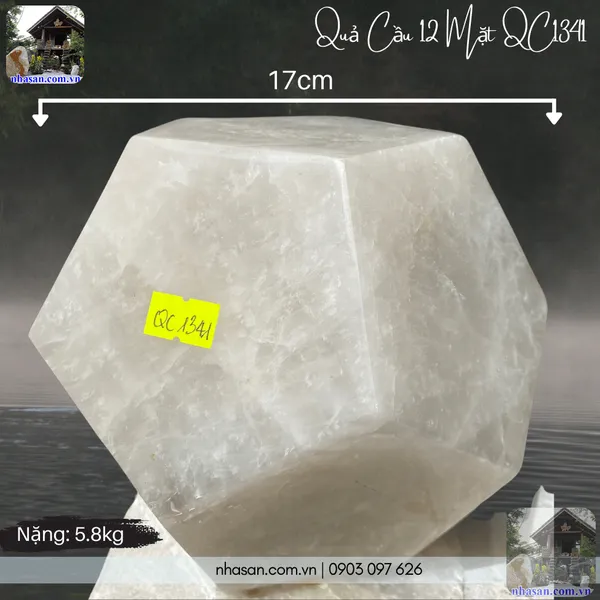 Quả cầu 12 mặt QC1341 thạch anh - 5.8kg - 17cm