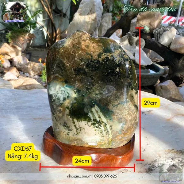 Trụ đá canxedon 7.4kg - Mang cả bức tranh 3D khu rừng thiên nhiên đến với bạn