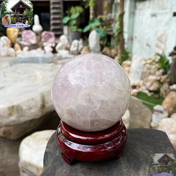 Quả cầu thạch anh hồng 7.6cm-700gr-QC1086