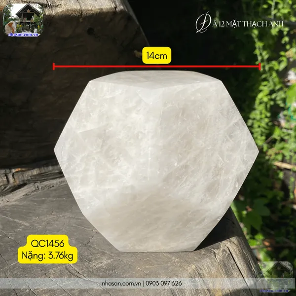 Đá 12 mặt QC1456 thạch anh nặng 3.76kg - 14cm
