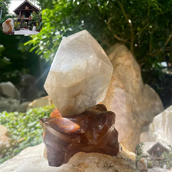 Trụ đá thạch anh ám khói 1.96kg, cao 16.5cm x ngang 11.5cm - T350