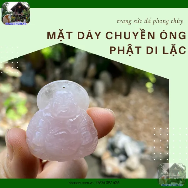 Mặt dây chuyền ông phật di lặc đá thạch anh nặng 19gr, kích thước 3.3x3.8cm MP30
