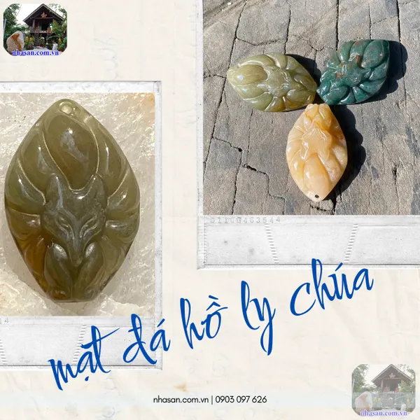 Mặt đá hồ ly chúa nặng khoảng từ 6-7gr, cao 3cm x ngang 2cm - MDC28