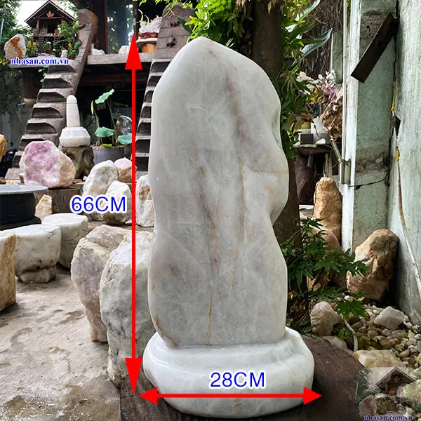 Trụ đá thạch anh trắng 88kg, cao 66cm x ngang 28cm - T553
