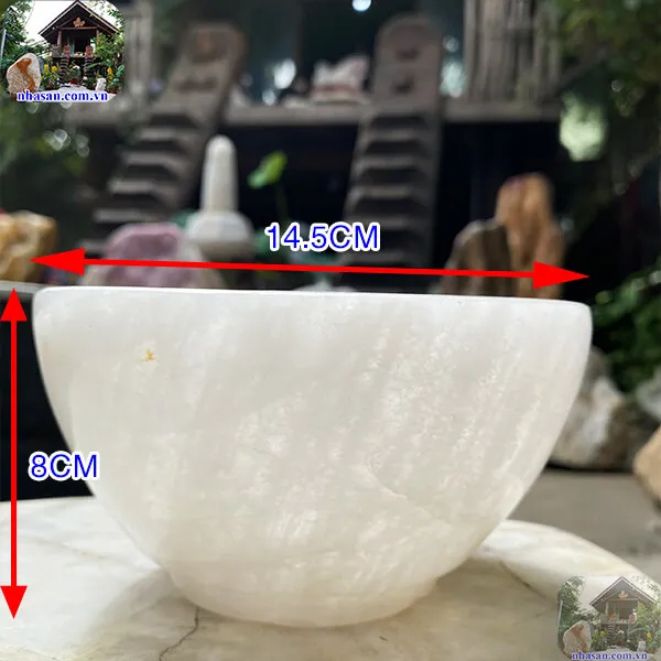 Bát đá thạch anh trắng 0.94kg -14.5cm B38