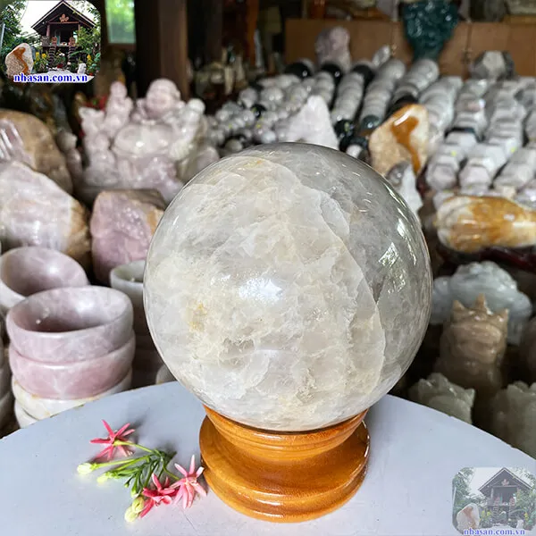 Quả cầu thạch anh hồng 16cm-6kg-QC1137