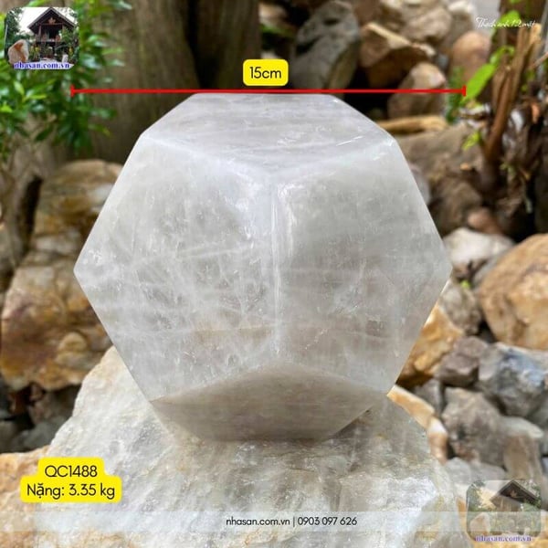 Đá thạch anh 12 mặt QC1488 - 3.35kg -15cm