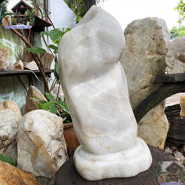 Trụ đá thạch anh trắng 65kg, cao 61cm x ngang 27cm - T554