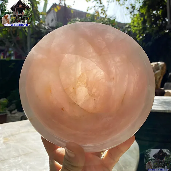Bát đá thạch anh hồng 1.24kg-15cm B37