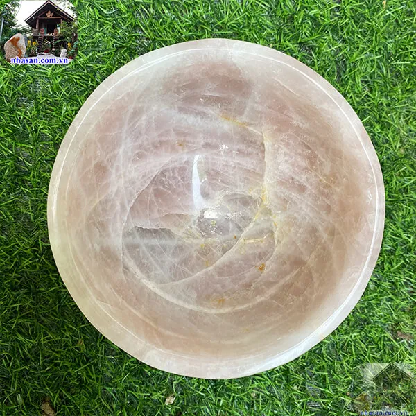 Bát đá thạch anh hồng 1.24kg-15cm B37