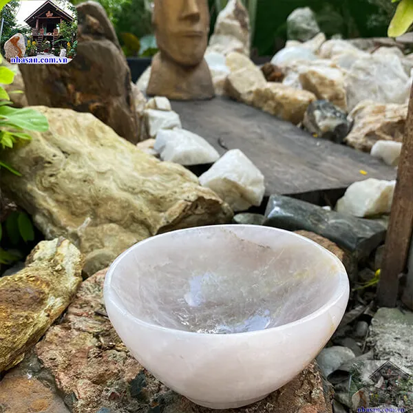 Bát đá thạch anh hồng 1.05kg-14cm B28