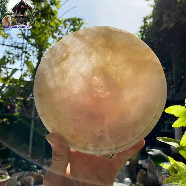 Bát đá thạch anh hồng 1.04kg-14.5cm B36