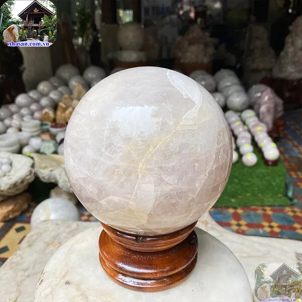 Quả cầu thạch anh hồng 15cm-4.88kg-QC1098
