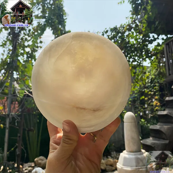 Bát đá thạch anh trắng 1.06Kg-13cm B61
