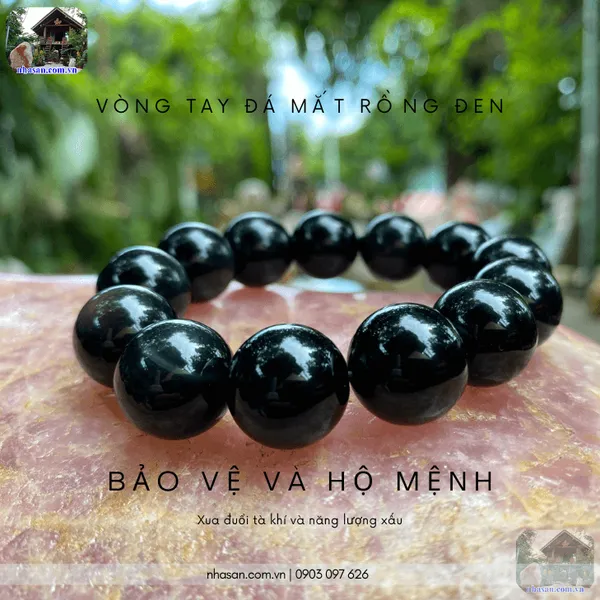 Vòng tay đá mắt rồng đen 8ly, 10ly, 12ly, 14ly, 16ly hộ mệnh giúp thu hút tài lộc, bình an