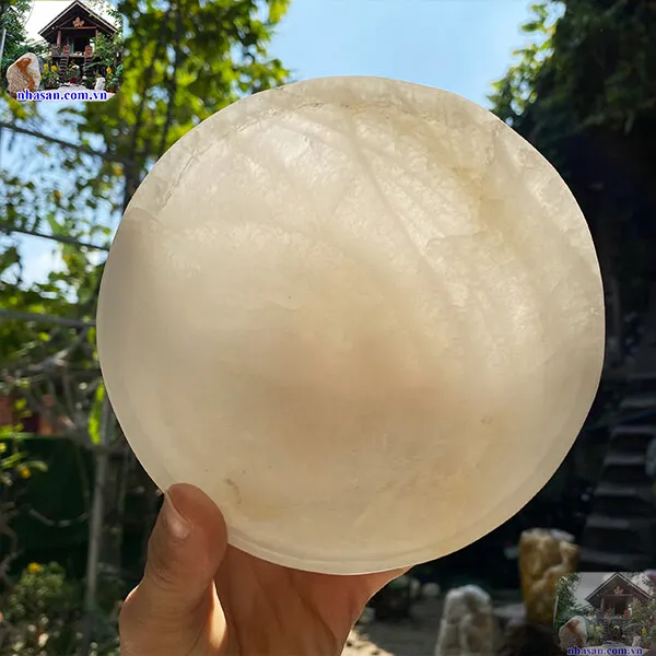 Bát đá thạch anh trắng 1.1kg -14.5cm B42