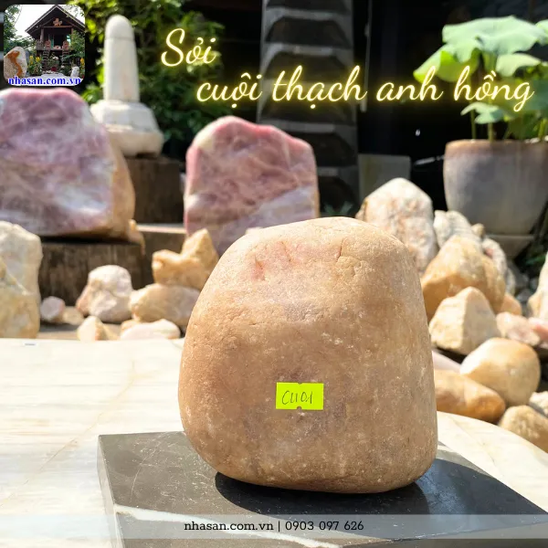 Sỏi, cuội thạch anh hồng 2.58kg, cao 13cm x ngang 13cm x dày 9cm - CU01